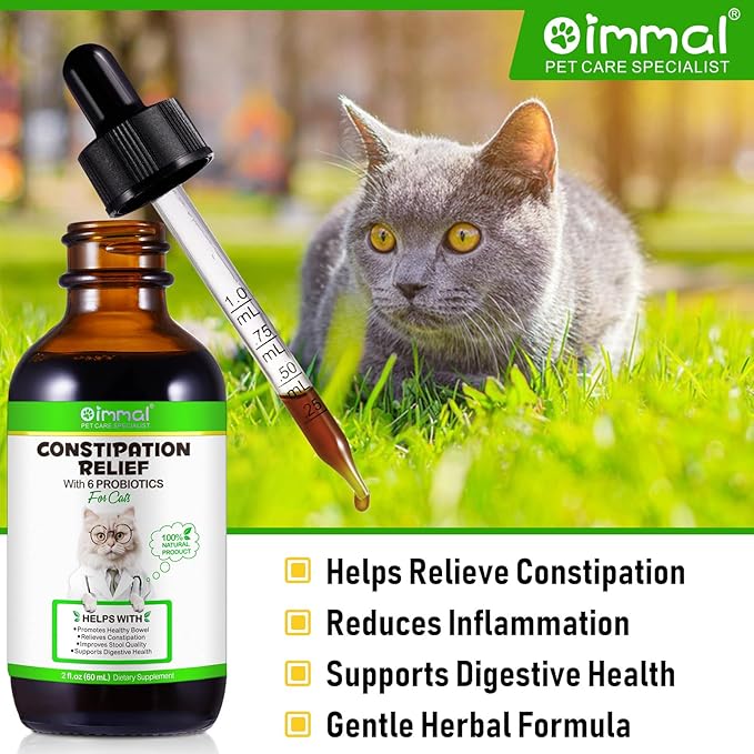 Cat Constipation Relief, Liquid Drops Supports Laxative Relief, Cat Herbal Supplements, Stool Softener Laxative Constipation Relief, Chicken Flavour- 60ml / 2 fl.oz(2PCS)