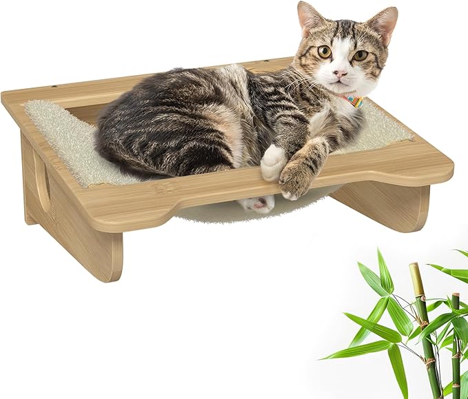 Cat Wall Furniture Set - Bamboo Shelves, Ladders, Cat House, Hammock & More - Space-Saving, Easy Installation, Up to 60lbs