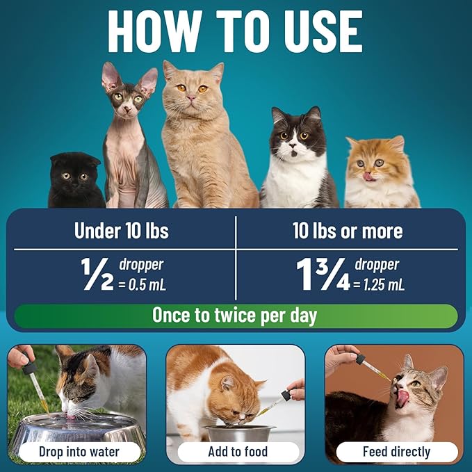 Natural Flea and Tick Prevention for Cats, Herbal Cat Flea and Tick Treatment Support Drops Flea Support with Prebiotics Probiotics for Cats Kitten - Ideal for Sensitive Cat - Salmon Flavor