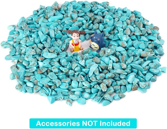 WAYBER 1 Lb/460g Green Turquoise Decorative Stones Irregular Aquarium Pebbles Crystal Rocks Quartz Gravels for Fish Turtle Tank/Succulent Plants/Air Plants Decoration (Fill 1 Cup)