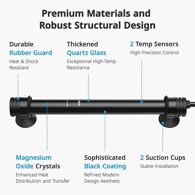 NICREW 300W Aquarium Heater with Temperature Adjustable Controller & Dual Sensors, 50-80 Gallon Submersible Fish Tank Heater, Overheat Protection