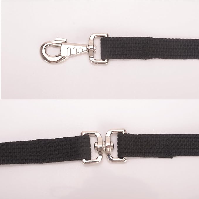 Cord Cotton Lunge Line with Rubber Stop，Equine Lunge Line for Horses with Swivel Bolt Snap，24 ft (Black, 24ft)