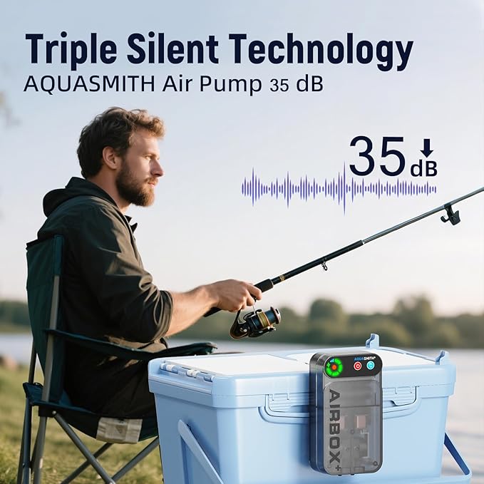 Live Bait Aerator,Ultra-Long Battery Life,Rechargeable Aquarium Air Pump 3w/24GPH(2600mAh Single Hole) IPX4 Magnetic Charging Design,Suitable for Fishing Enthusiasts,with Hose and Stone