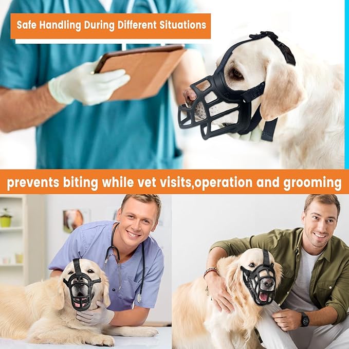 Dog Muzzle, Basket Muzzle Anti Biting Chewing, Sturdy Lightweight Muzzle Allows Panting Drinking, Cage Muzzle for Small Medium Large Dogs, Suitable for Grooming Trimming Training (Size 5)