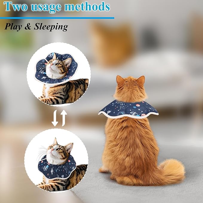 Cat Cone Collar Soft, Cat Recovery Collar to Stop Licking, Protective Cat Neck Cone After Surgery for Small Medium Cats Kittens Puppies