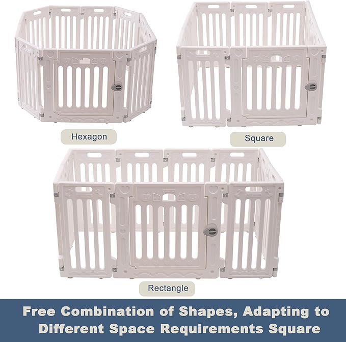 Dog Playpen with Door, DIY Shape Combination Puppy Pen,25.5" H 10-Panel Dog Fence,Non-Slip & Secure Pet Gate, Easy to Assemble(Standard Room)