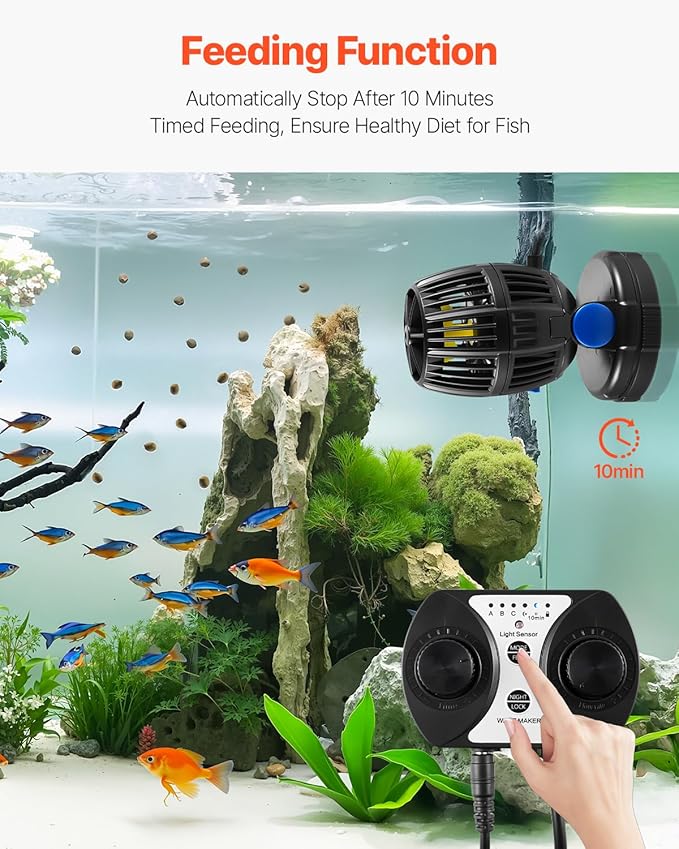 VEVOR Aquarium Wave Maker, 10W, 1057 GPH Quiet and Strong DC Powerhead, Adjustable Fish Tank Circulation Pump with Controller, Strong Magnetic Base, 360° Rotating Wavemaker, for Freshwater Saltwater