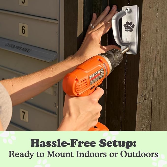 Canine Hitch- Secure Dog Leash Parking Mounted Indoor – Outdoor Wall Hook - Tie Out Stainless Steel Practical Lead Management for Home & Business, Standard Size 2 Pack