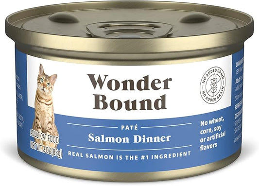 Amazon Brand - Wonder Bound Wet Cat Food, Pate, No Added Grain, (Salmon), 3 ounce (Pack of 24)