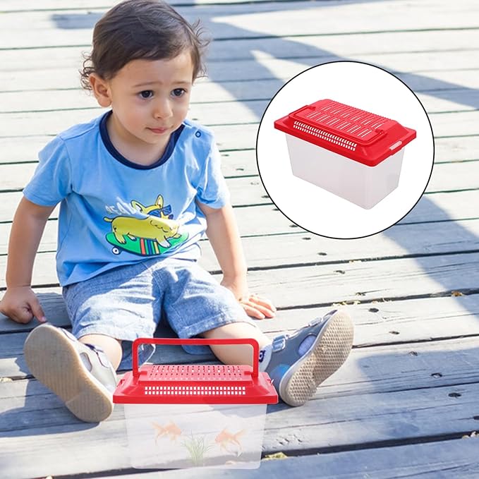 Plastic Turtle Fish Tank Critter Keeper Plastic Terrarium Portable Aquarium Tortoise Living Tank Turtle Holder Hermit Crab Cage Hamster Tank Reptile