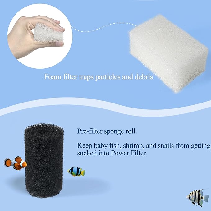 NEWKE 4 Sets of Upgraded Three-Stage Filtration Tank Filter for AquaClear 30 Power Filter, 4 Sets of Maintenance Kit Replacement for Fish Tank Filter for 30/150 30-Gallon Aquariums