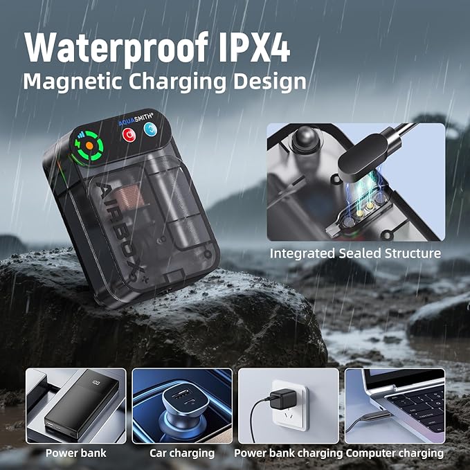 Live Bait Aerator,Ultra-Long Battery Life,Rechargeable Aquarium Air Pump 4w/64GPH(4000mAh Dual Hole) IPX4 Magnetic Charging Design,Suitable for Fishing Enthusiasts,with Hose and Stone