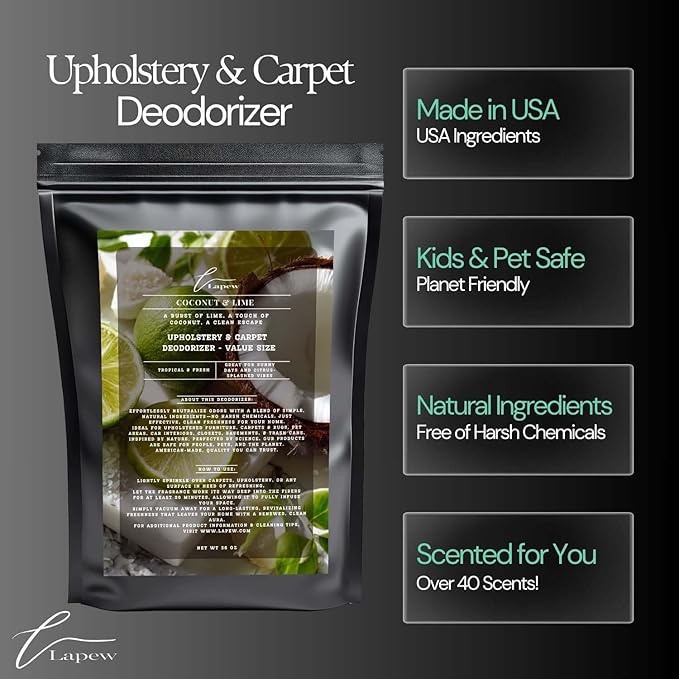 Coconut & Lime Carpet Freshener Powder Refill 36 oz | Powerful Odor Eliminator for Home | Upholstery Deodorizer | Carpet Deodorizer | Pet Urine | Cat Litter Box | Coconut Lime Verbena Fragrance