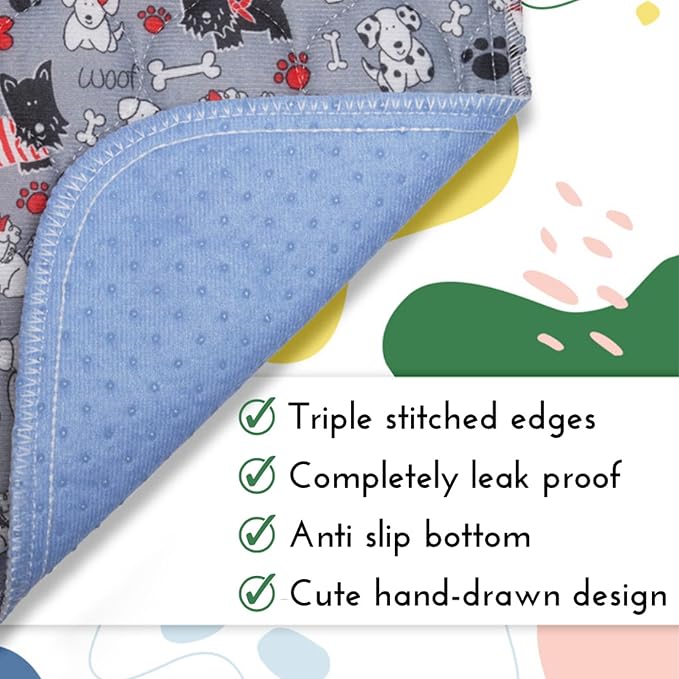 Caldwell's Pet Supply Co. 24x36 Potty Pads, Washable Pee Pads for Dogs, Reusable Pee Pads for Dogs, Puppy Potty Mat, Whelping Rug, Reusable Puppy Mat, Medium (Set of 3)