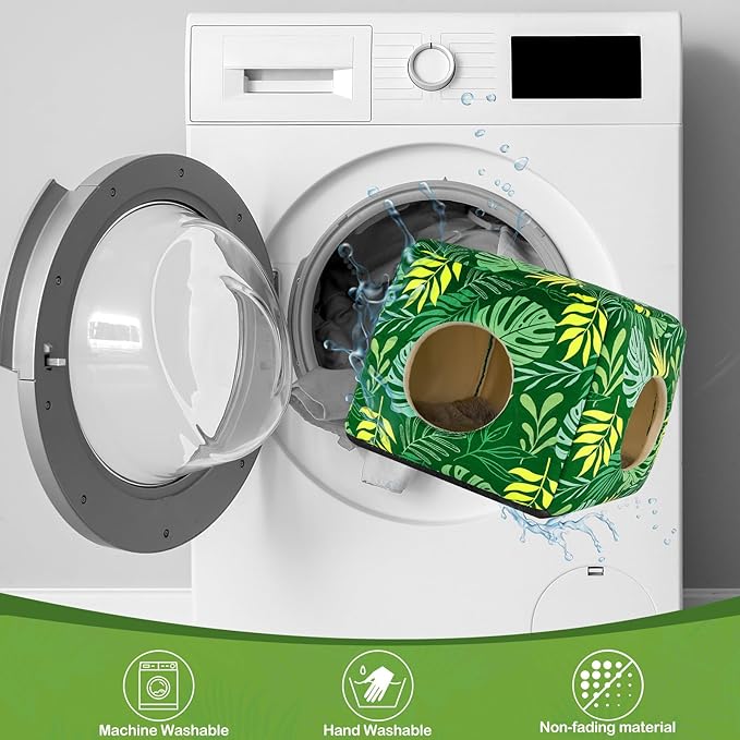 Bienbee Guinea Pig Hideout, Washable Guinea Pigs House Cozy Guinea Pigs Bed for Small Pet Bunny/Rabbit/Hamster/Chinchilla Guinea Pig Accessories Green Leaf