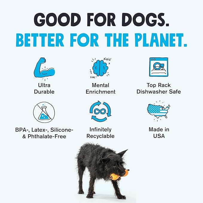 WEST PAW Zogoflex Qwizl Dog Puzzle Treat Toy – Interactive Chewing for Dogs – Dispenses Pet Treats – Brightly-Colored Dog Enrichment Toy for Aggressive Chewers, Fetch, Catch, Small 5.5", Periwinkle