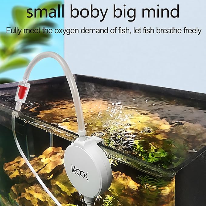 Mini Air Pump for Aquarium, Quiet Air Bubbler with Air Stone Air Tubing Clip, Oxygen Aerator for 1-15 Gallon Fish Tank, 1.3 Watt, 450 ML/min