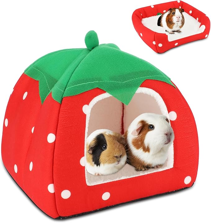 BWOGUE Guinea Pig House Bed Cozy Hamster Cave Large Hideout for Dwarf Rabbits Hedgehog Bearded Dragon Winter Nest Hamster Cage Accessories