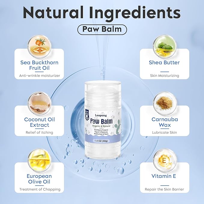 Dog Paw Balm, Moisturizer & Protection for Cracked Dry & Damaged Paws, Nose & Elbows Natural Lick Safe Dog Nose Balm