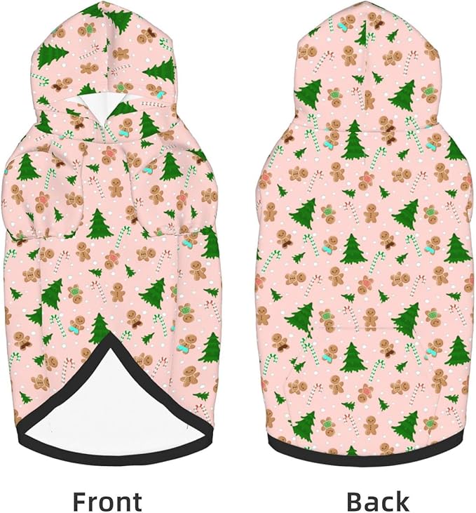 Christmas Gingerbread Men Hoodie,Christmas Cosplay Dog Clothes with Pocket and Hat Winter Clothes Sweaters XXX-Large