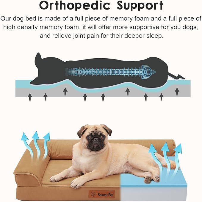 Chew Proof Dog Bed, 3" Memory Foam Dog Bed for Small and Medium Dogs, Removable and Washable Microsuede Cover, Waterproof Liner, Nonskid Bottom, 30x20 Inches S Khaki