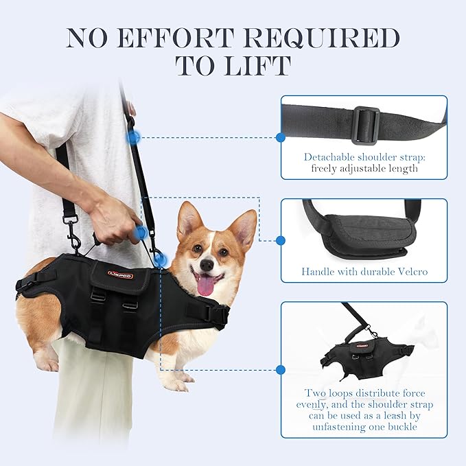 Dog Lift Harness, Full Body Dog Lift Harness, with Adjustable, Control Handle, for Senior Dogs, Post Surgery Recovery, Dogs with Joint Problems, Oxford Cloth L