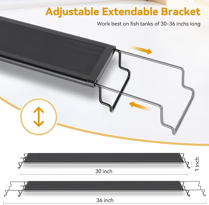 hygger 26W LED Aquarium Light, 30-36 Inch Fish Tank Light with Timer Auto On/Off, Sunrise Sunset Mode, Adjustable Brightness and Colors, Full Spectrum Light with Extendable Brackets for Freshwater