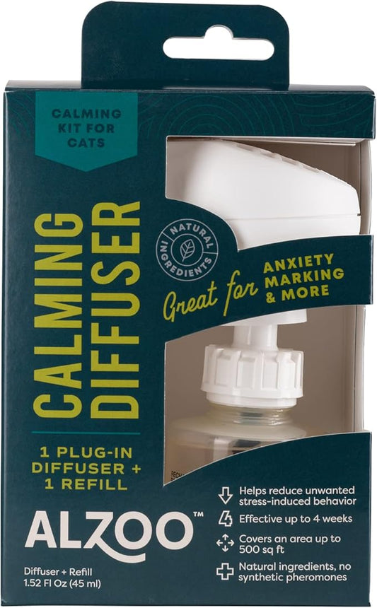 Calming Diffuser for Cats, Kit Includes 1 Plug-in Diffuser & 1 Refill, Helps Reduce Unwanted Stress-Induced Behavior, 100% Plant-Based Active Ingredients, Covers Up to 500 Sq. Ft, 1.52 Fl. Oz.