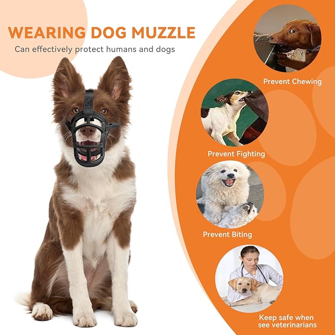 Dog Muzzle – Lightweight Breathable Basket Muzzle, Anti-Biting & Chewing, Adjustable Fit for Small, Medium & Large Dogs(Size 4)