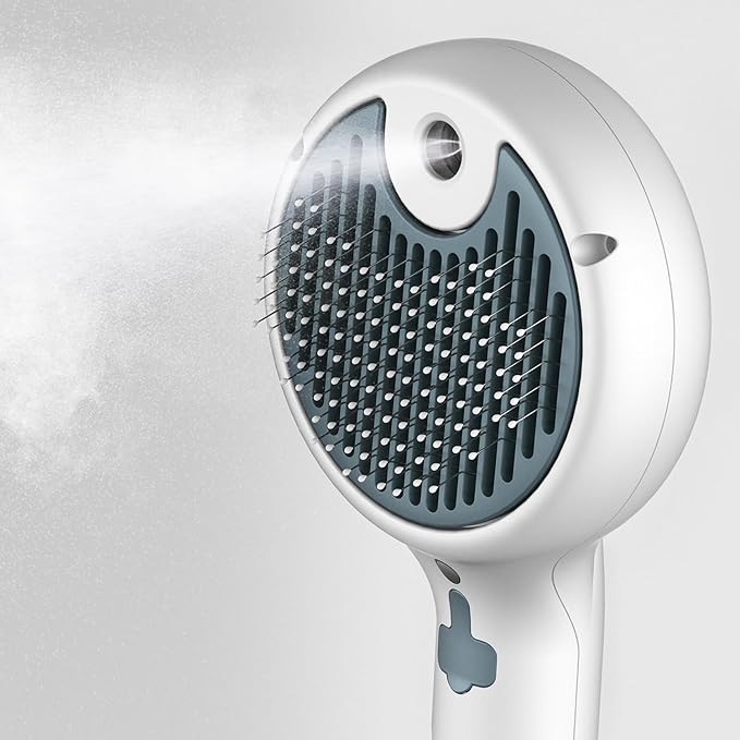 Cat Steam Brush for Indoor Cats – 3-in-1 Grooming Tool with Water Spray, Self-Cleaning Hair Comb for Long & Short Haired Cats and Dogs