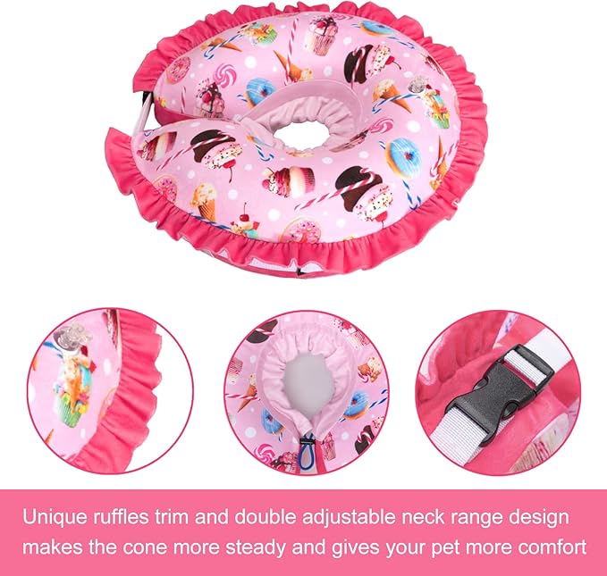 CuteBone Inflatable Dog Collar Alternative for Small/Medium Dogs After Surgery-Double Adjustable Neck Range P23SO00102M