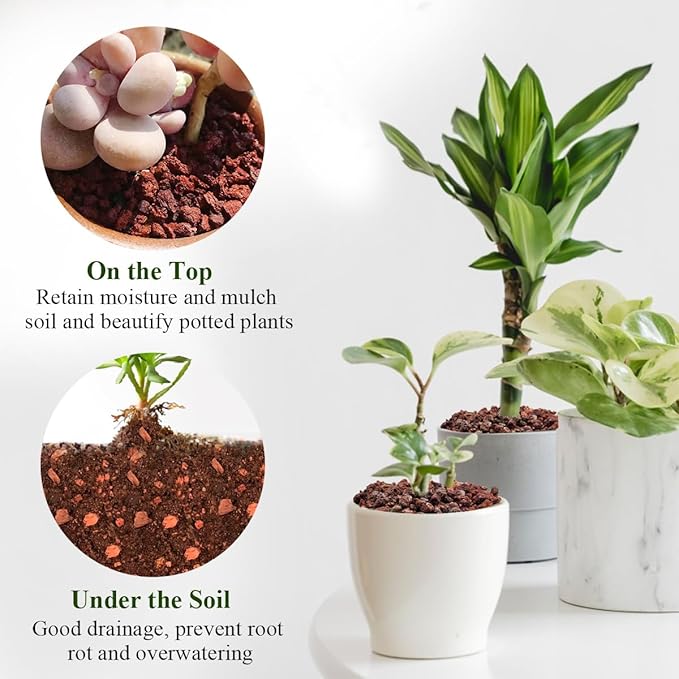 5 lbs Red Lava Rocks for Plants,1/4 Inch Crush Volcanic Rock Gravel Potting Mix for Succulent Cactus Bonsai Aquarium Fire Pits and Garden Landscaping