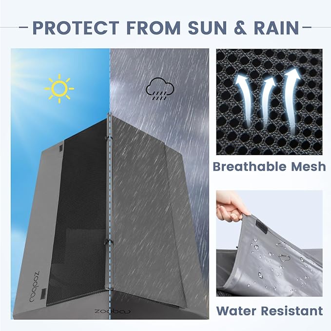 42” Outdoor Dog House for Large Breeds, Durable Large Dog Shelter with Weatherproof 600D PVC Canopy, Breathable 2x1 Textilene Fabric Elevated Dog Bed, XL Dog Kennel for Outside Use