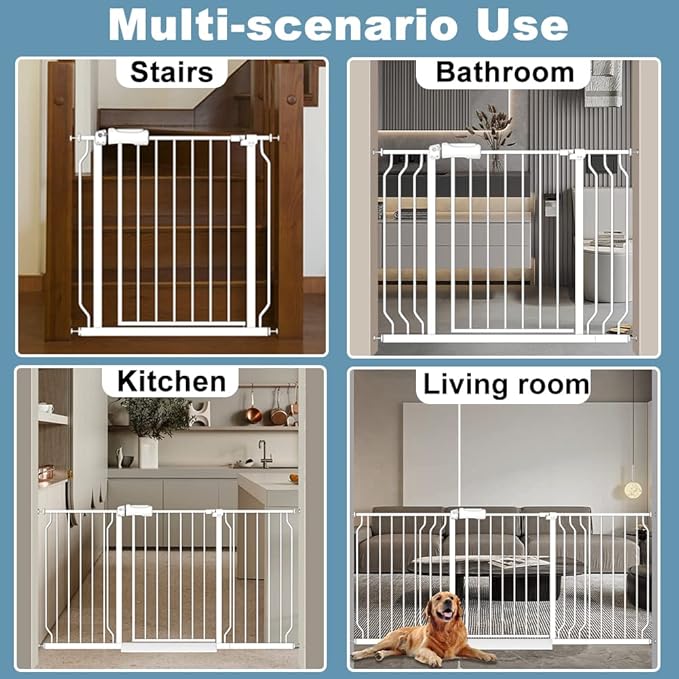 Extra Wide Large Baby Gate 67-71.5 Inch Automatic Close Pet Dog Gates for Stairs Doorways Pressure Mount Child Safety Gate for Walk Through Kids or Pets