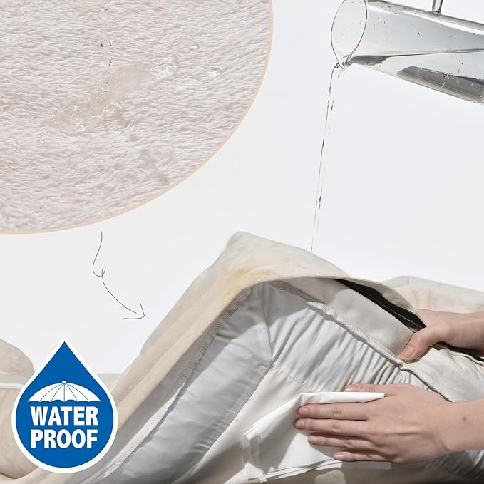 Comfort Expression Small Dog Beds Waterproof Orthopedic Foam Dog Sofa Beds for Medium Dogs Comfy Pet Bed with Washable Removable Cover & Non-Slip Bottom(Small,Beige)