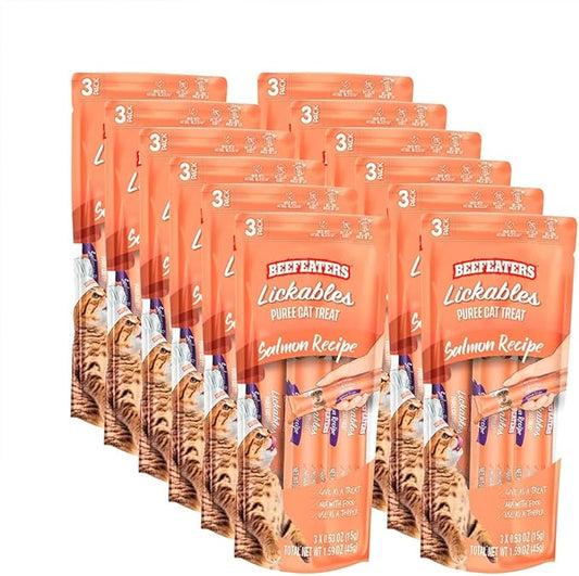 Beefeaters Cat Treats Lickable Puree 1.59oz (12-Pack) – Chicken, Grain-Free, Taurine-Enriched, Ideal for Training & Interactive Feeding