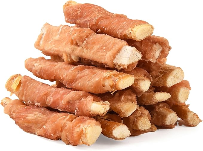 ASMPET Dog Treats Chews, Chicken Wrapped Beef Cartilage, Rawhide Free & Grain Free Dog Snacks 10.6 oz