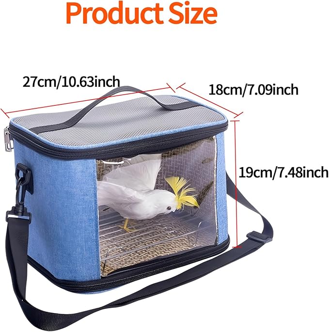 Bird Travel Carrierm, Small Bird Travel Backpack Carrier Cage with Tray and Breathable Clear Window, for Parakeet Cockatiel Budgies, for Camping Hiking (Beige)
