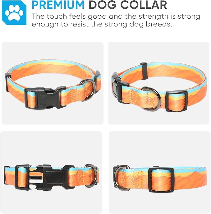 HEELE Dog Collar, Adjustable Soft Dog Collar for Small Medium Large Dogs,Floral Patterned Puppy Collars with Quick Release Buckle M Length 13.39''-20.87''