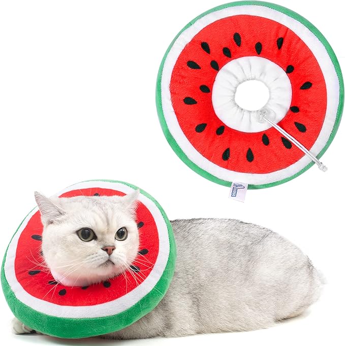 ANWA Adjustable Cat Cone Collar Soft, Cute Cat Donut Collar After Surgery, Kitten Recovery Cones to Stop Licking