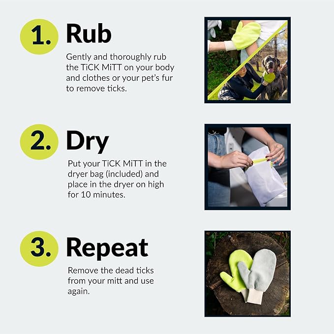 Green Tick Removal Glove: Gently Remove Ticks from Humans & Pets - Chemical-Free, Durable, Portable, Easy to Use Tick Management Tool for Outdoor Adventures & Everyday Use