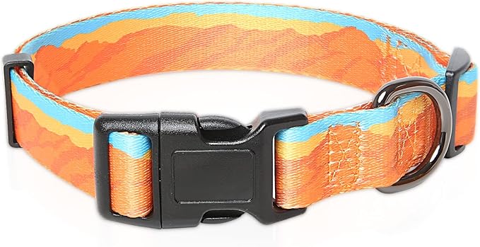 HEELE Dog Collar, Adjustable Soft Dog Collar for Small Medium Large Dogs,Floral Patterned Puppy Collars with Quick Release Buckle M Length 13.39''-20.87''