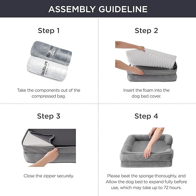 Bedsure Orthopedic Dog Beds for Small Dogs - Washable Small Dog Cat Bed Waterproof, Comfort Pet Couch Sofa with Washable Removable Cover, Pets Bed with Nonskid Bottom, Plush-Blue, 24"