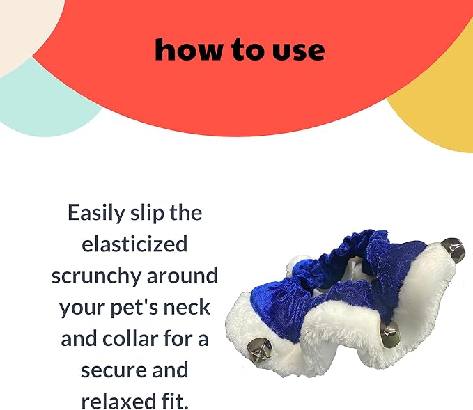 Huxley & Kent Ruff Pet Scrunchy | Hanukkah (Medium) | Festive Christmas/Holiday Neckwear for Dogs/Cats | Fun Stretchable Costume Accessory | Soft Collar with Bells