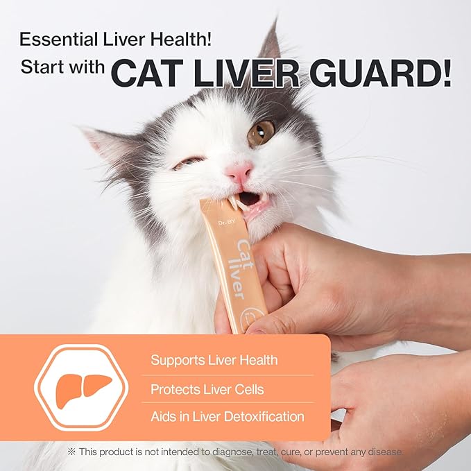 Dr.by Cat Liver Guard Squeezable Liver Supplement for Cats Feline Hepatic Support with Milk Thistle, Artemisia annua(SPB-201), Taurine lickable Formula Individually Packaged