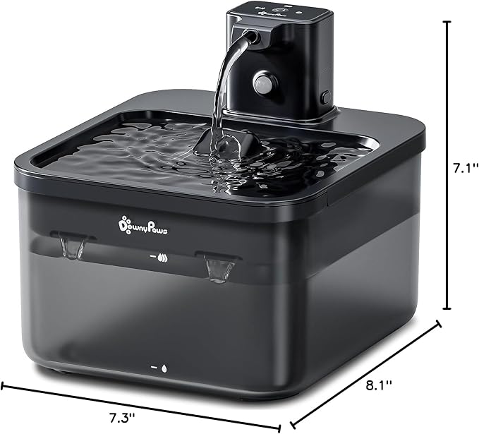 DownyPaws Cat Water Fountain Cordless, 84oz/2.5L Fursink Wireless Pet Water Fountains for Cats Indoor, Battery Operated Cat Drinking Fountain with Motion Sensor, Ultra Quiet Pump, BPA-Free, Black