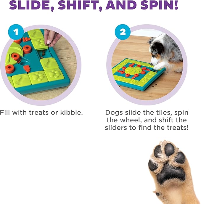 Outward Hound by Nina Ottosson Multipuzzle Level 4 Expert Dog Treat Puzzle for Enrichment, Blue