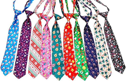 PET SHOW 10pcs Pack Christmas Big Dog Ties Neckties for Large Breed Dogs XL Adjustable Holiday Grooming Accessories Neck Ties Bowties Girl Boy Festival Costumes Photography Party Gift Favor