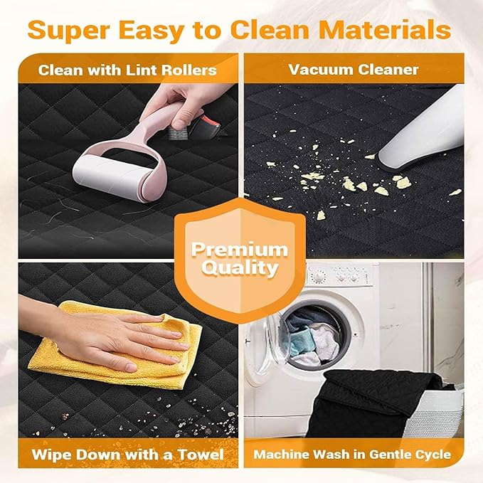 Dog Car Seat Cover for Back Seat, Hard Bottom Back Seat Extender for Dogs, Holds 420lbs, Waterproof Pet Hammock Protector, Thick and Durable Dog Seat Cover for Truck, Car, SUV-Black