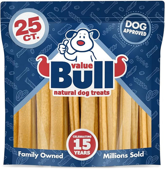 ValueBull USA Pig Skin Retriever Rolls, 6 Inch, Smoked, 25 Count - Premium USA Pork Hide Dog Chews, One-Piece, Easy Digestion, High Protein